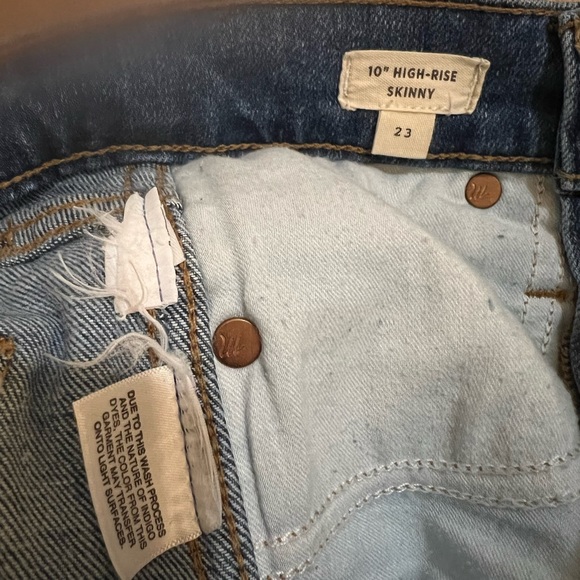 Madewell 10" High Rise Skinny Jeans Women's Size 23 Medium Wash Button Fly - Picture 12 of 13